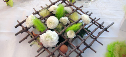 exemple de décoration pour Pâques sur le thème Vert et Jaune